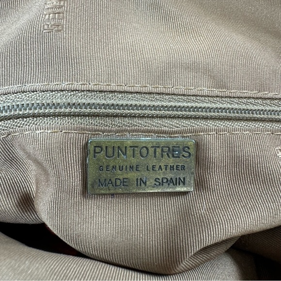 Puntotres Red Leather Large Rounded Satchel Hand Bag - Picture 9 of 12